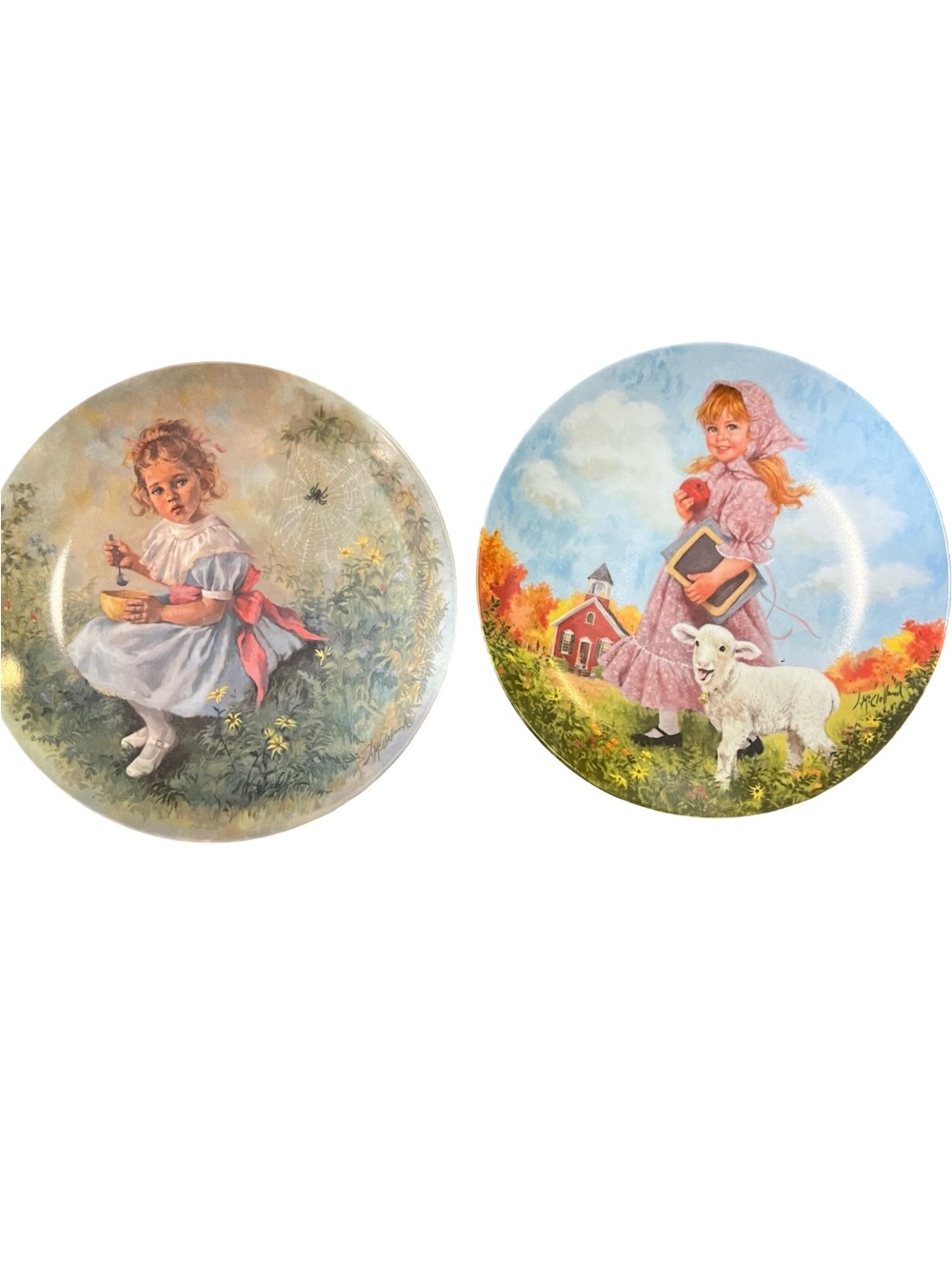 Vintage Decorative Wall Plates —Nursery Rimes  Little Miss..Merry Had... #